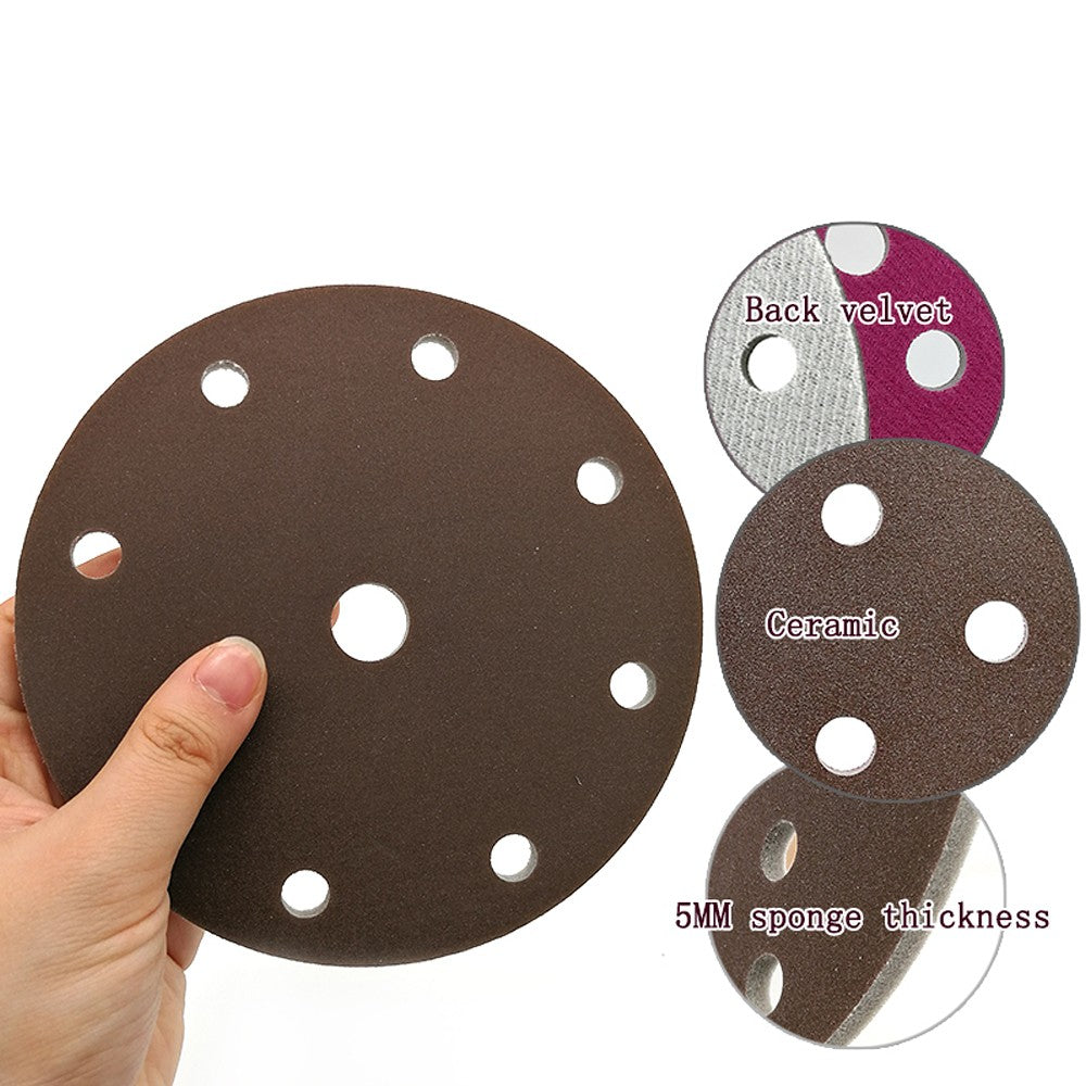 6"（150mm）Hook & Loop Sponge Sandpaper 9 Hole Red Sanding Discs 300 - 2000 Grit
