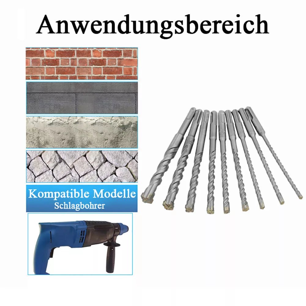 9PCS SDS - plus concrete drill bit set drill bit masonry drill bit set hammer drill bit 5MM - 16MM - HomeDIYer