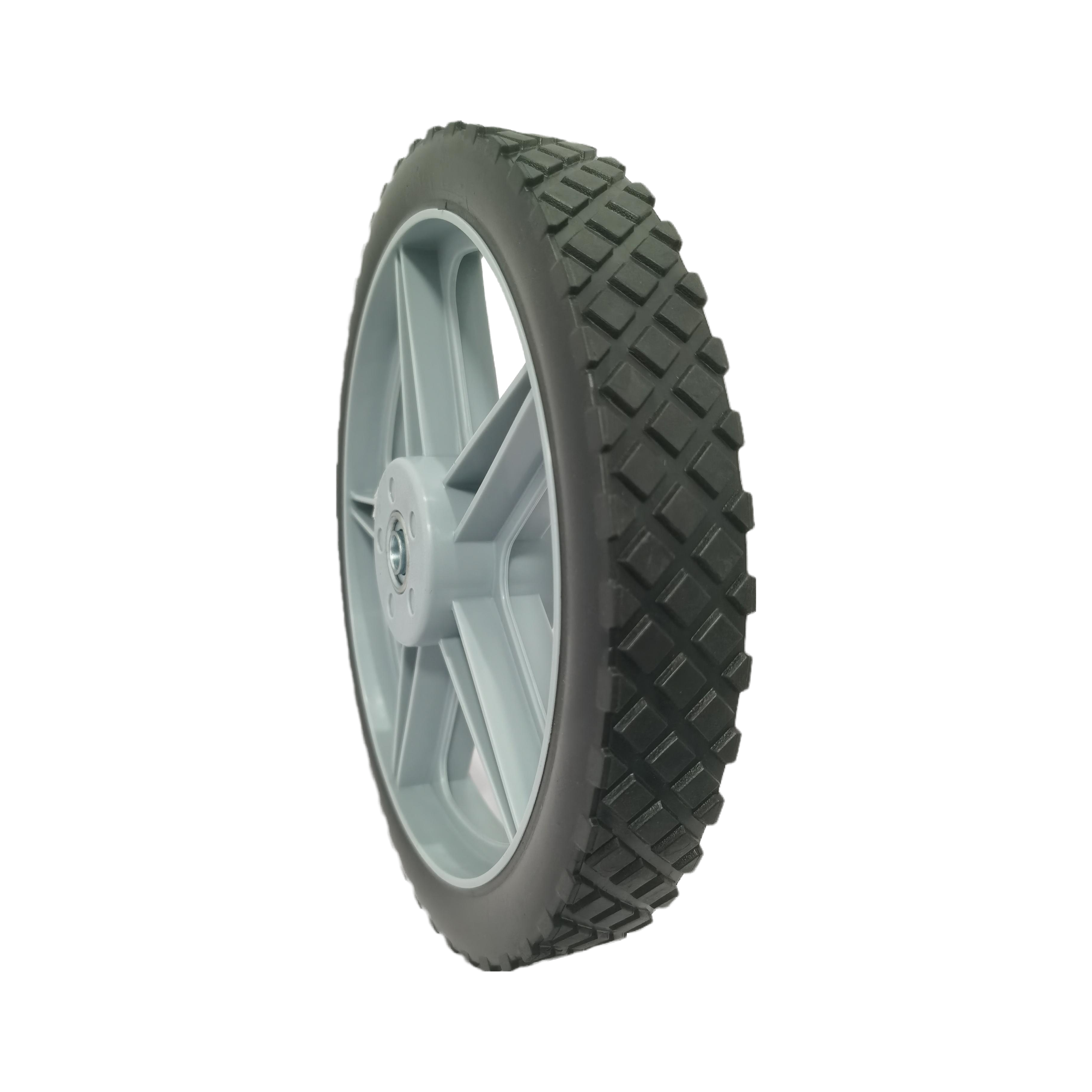 10-Pack 12" Spoked Plastic Wheel and Tire – Puncture-Proof, 250 lb Capacity, 0.5" Axle, for Lawn Mowers & DIY Carts