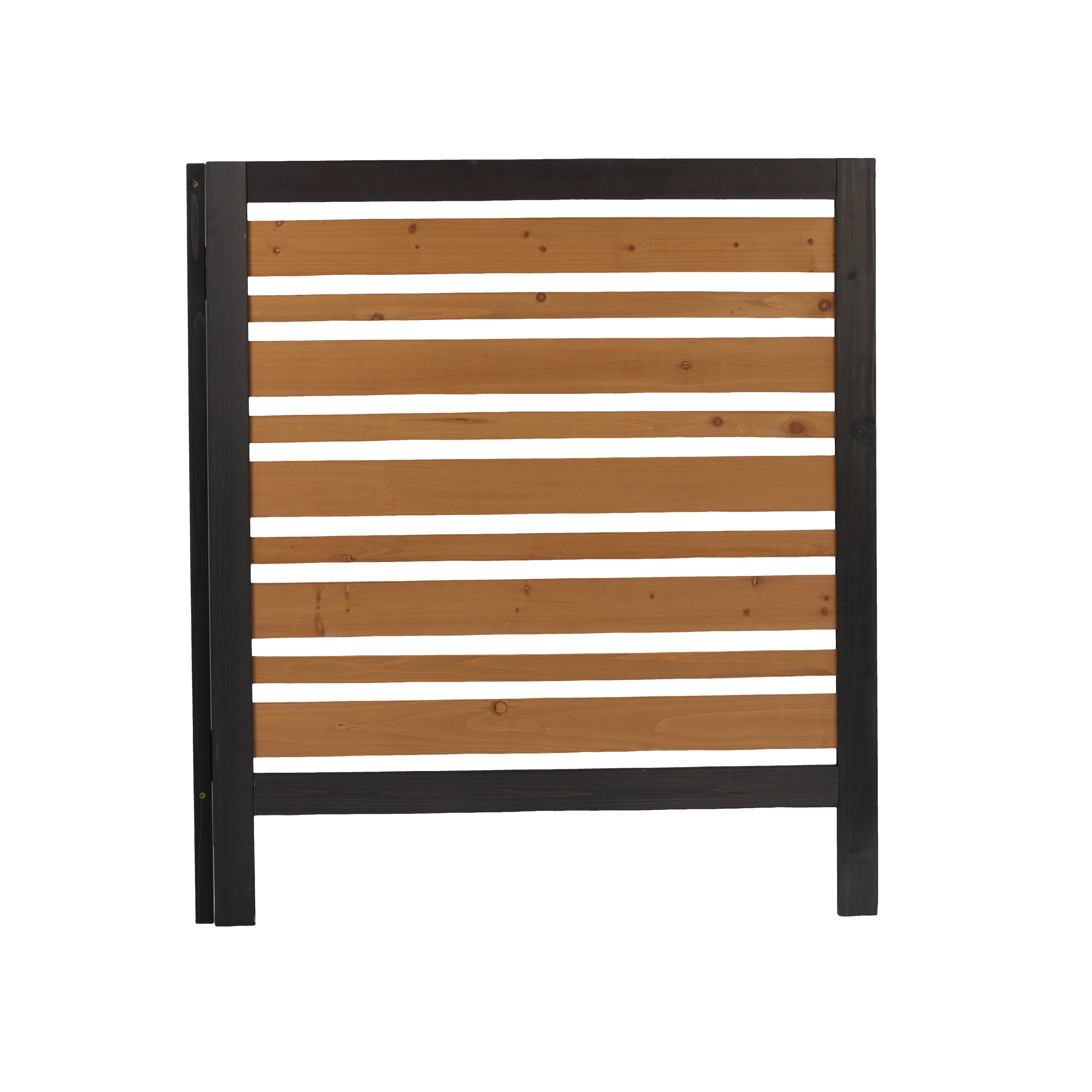 2‑Panel Solid Wood Outdoor Privacy Screen — 38" W x 42" H, Black & Gold, AC Fence & Trash Can Enclosure