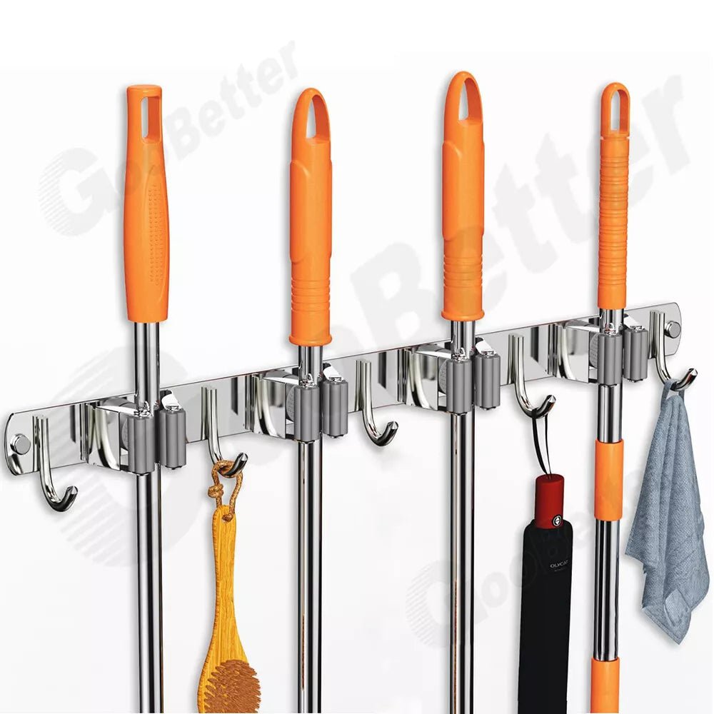 Mop Broom Holder Wall Mounted Kitchen Storage Organiser Brush Hanger Hook - HomeDIYer
