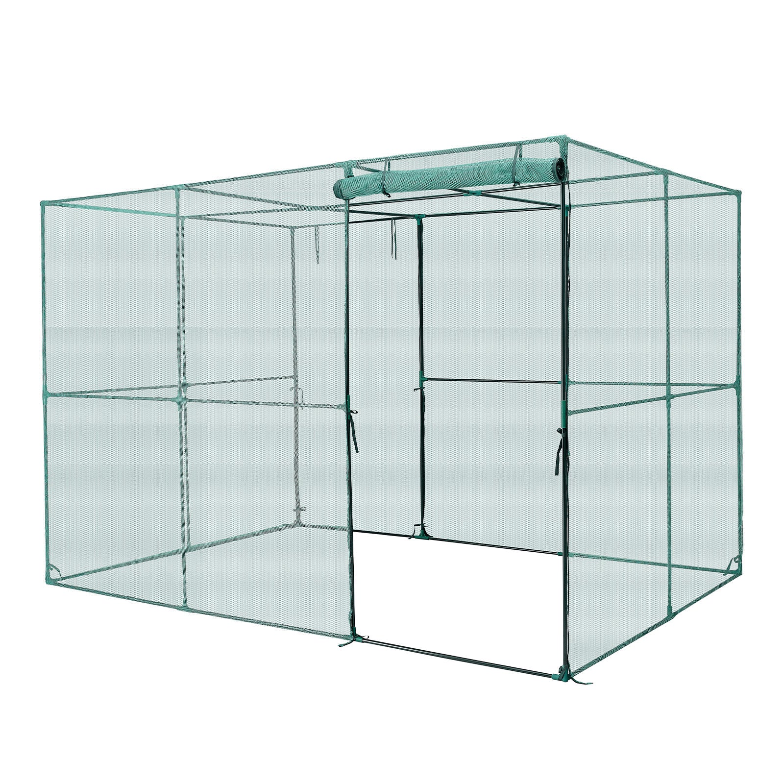 9.5ft x 6.36ft x 6.36ft Walk‑In Crop Cage — Tall Plant Protection Tent Zippered Door & Wind‑Resistant Frame Black Green