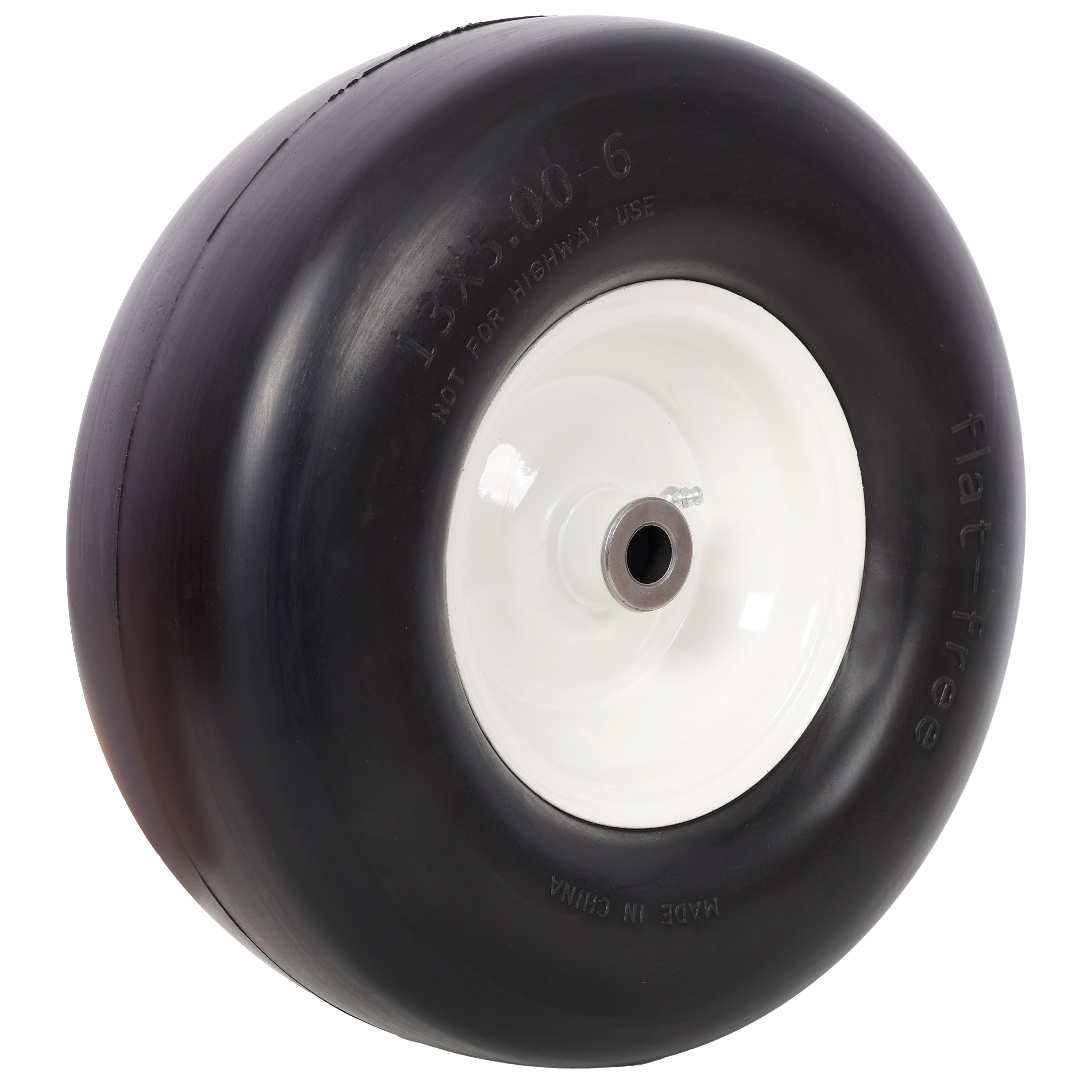 2-Pack 13x5.00-6 Flat Free Lawn Mower Tires – Zero Turn Solid Tires, Smooth Tread, 3/4" Bearing, 500 LB Capacity Each