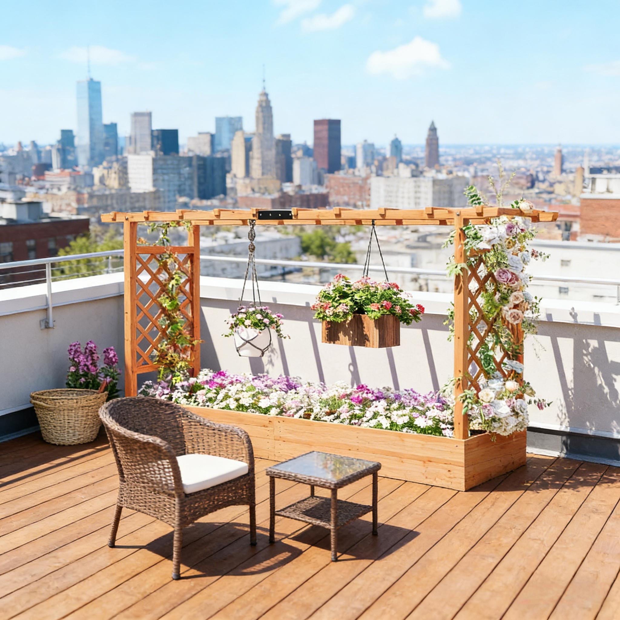 Wooden Planter Box,Trellis Planter,Raised Garden Bed