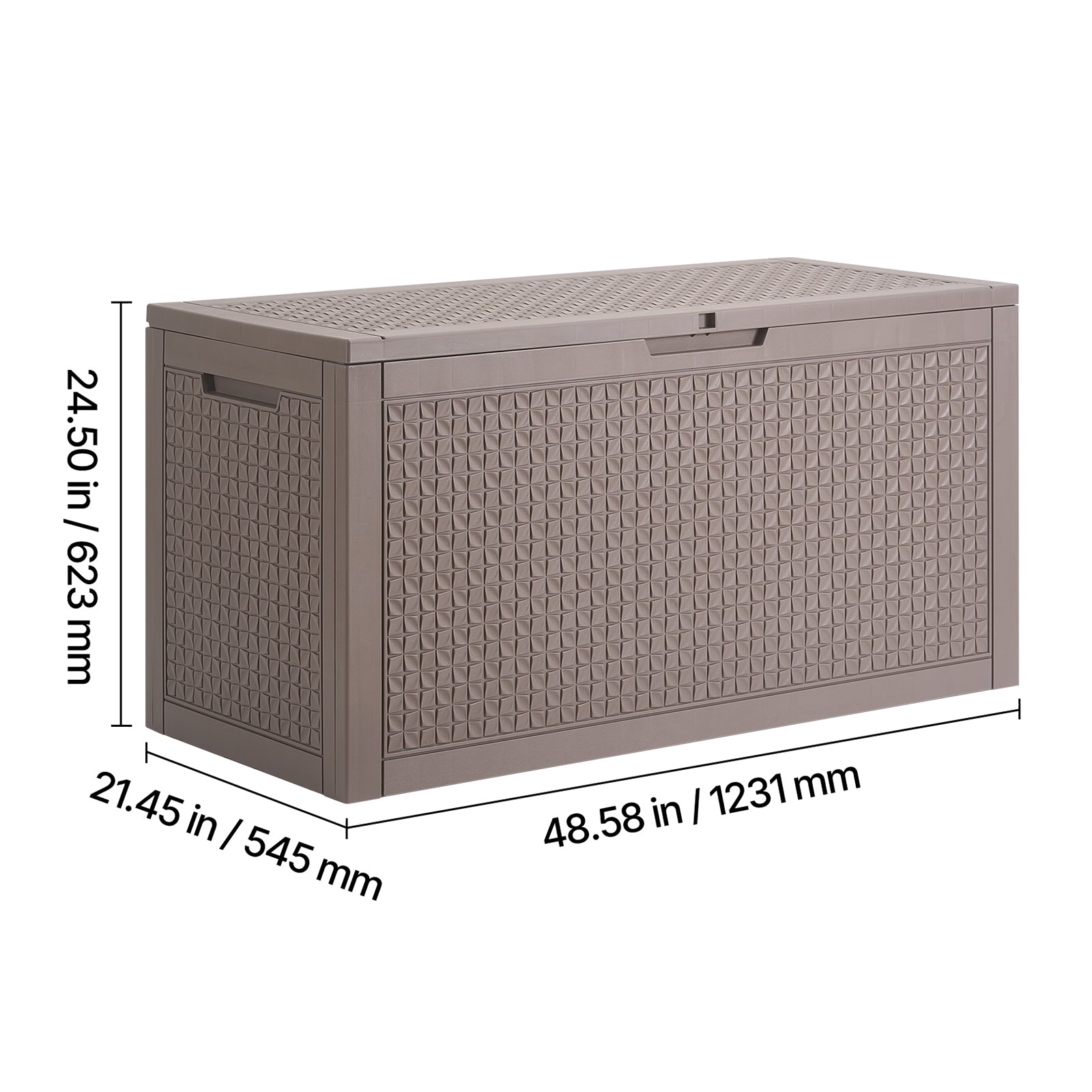 Outdoor Storage Box, 100 Gallon Resin Deck Box, Backyard Outside Toy and Towel Storage Cabinet Waterproof, for Patio Furniture Cushions, Garden Tools, Pool Supplies & Package Delivery (Grey)