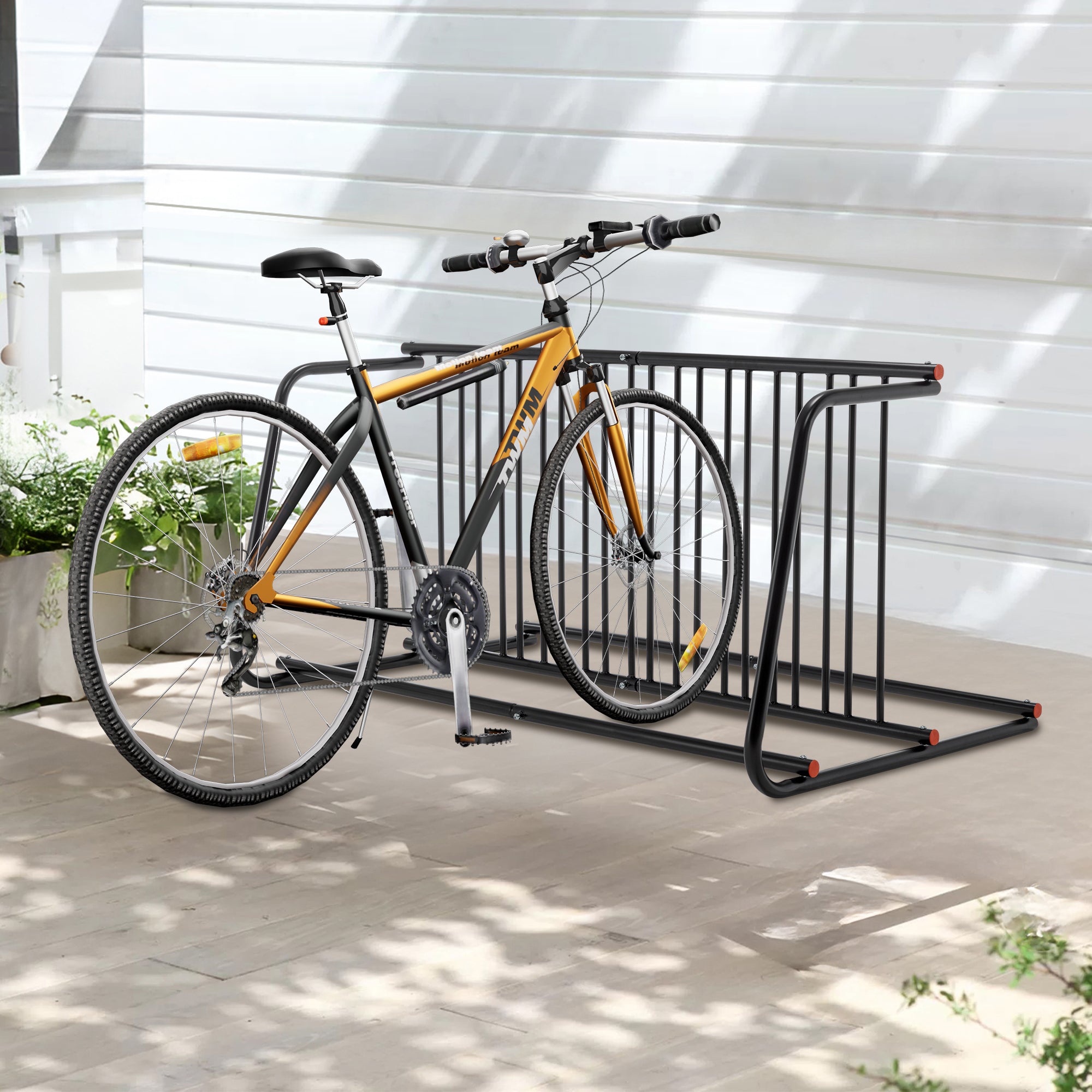 10-Bike Floor Bike Rack – Heavy-Duty Freestanding Metal Bicycle Storage for Garage, Storefront & School