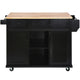 Kitchen Cart with Rubber Wood Drop-Leaf Countertop, 53 in Rolling Kitchen Island with 3 Drawers, Door Storage Racks, 5 Wheels or Cabinet Feet, 400 lb Capacity, Black