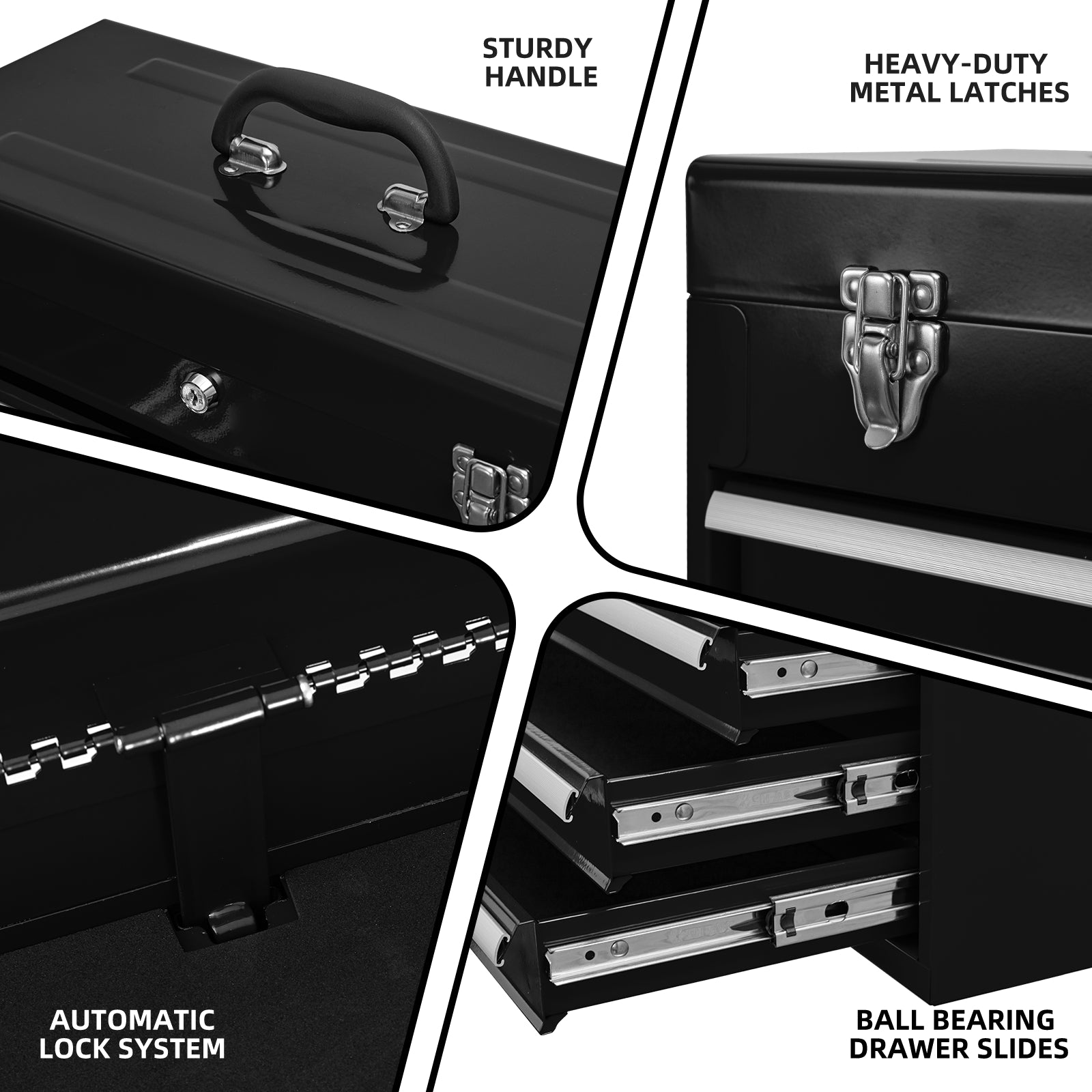 4-Drawer Steel Tool Chest – Portable Metal Tool Box with Cylinder Lock & Powder Coat