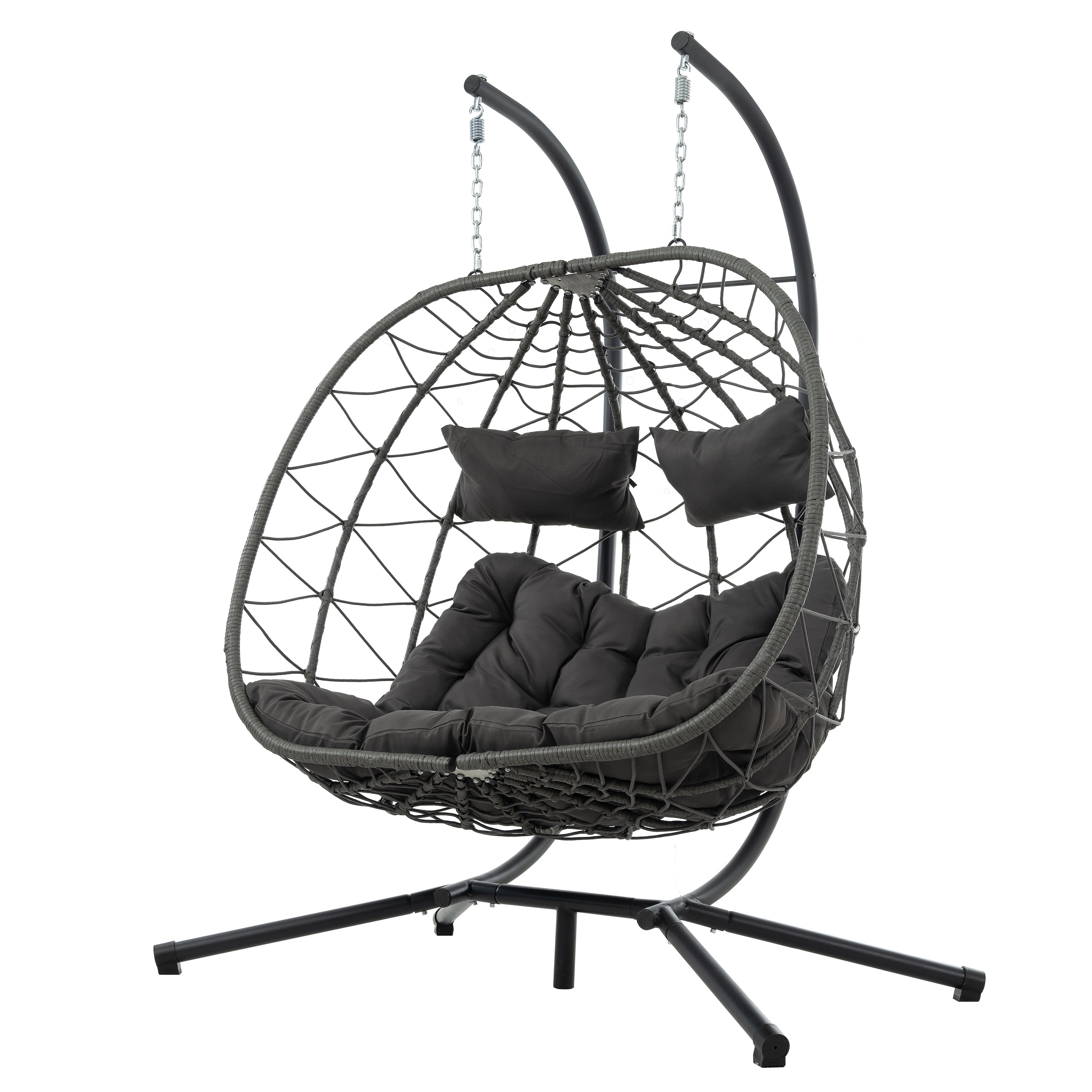 2-Person Egg Chair with Stand – Wicker Hanging Swing Chair for Patio, Garden & Balcony