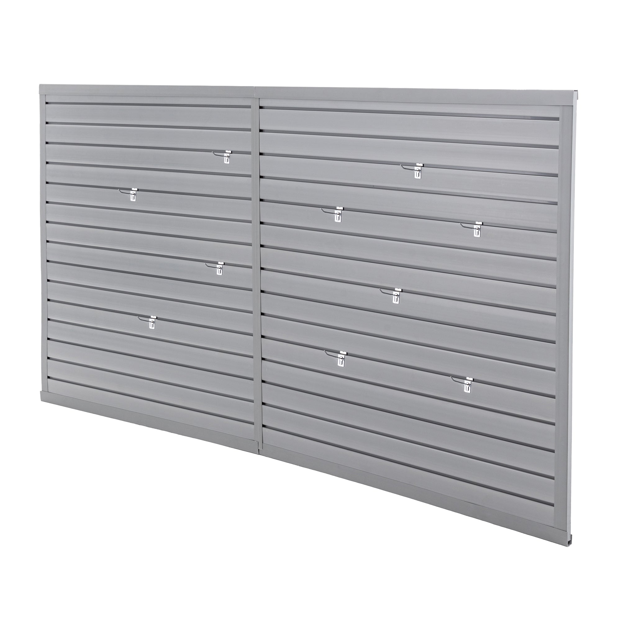 Heavy Duty PVC Slatwall Garage Organizer, 8ft x 4ft Section with 10 Panels, Industrial Strength Storage, Charcoal Dark Grey Color, Wall Mounted Tool Rack System