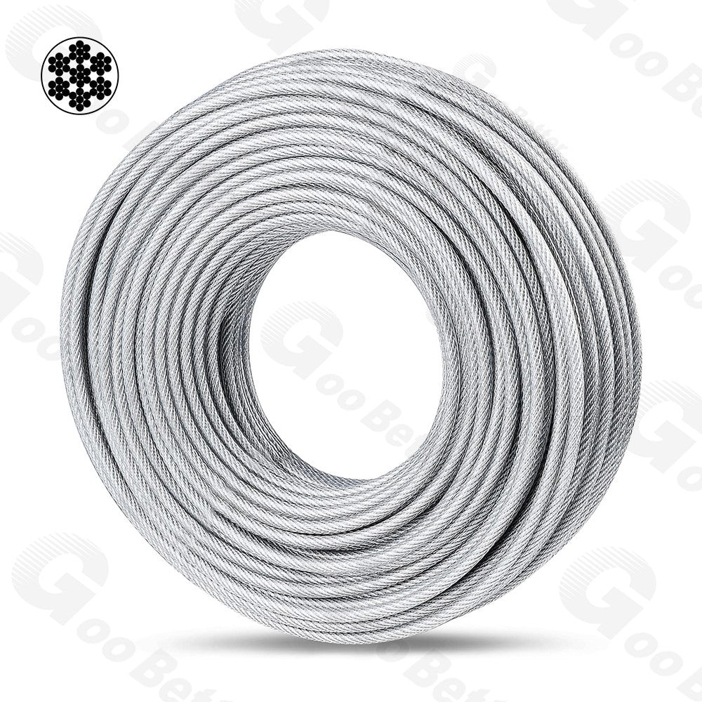 Dia 0.6mm-12mm Stainless Steel Wire Rope PVC Plastic Coated Metal Cable Rigging