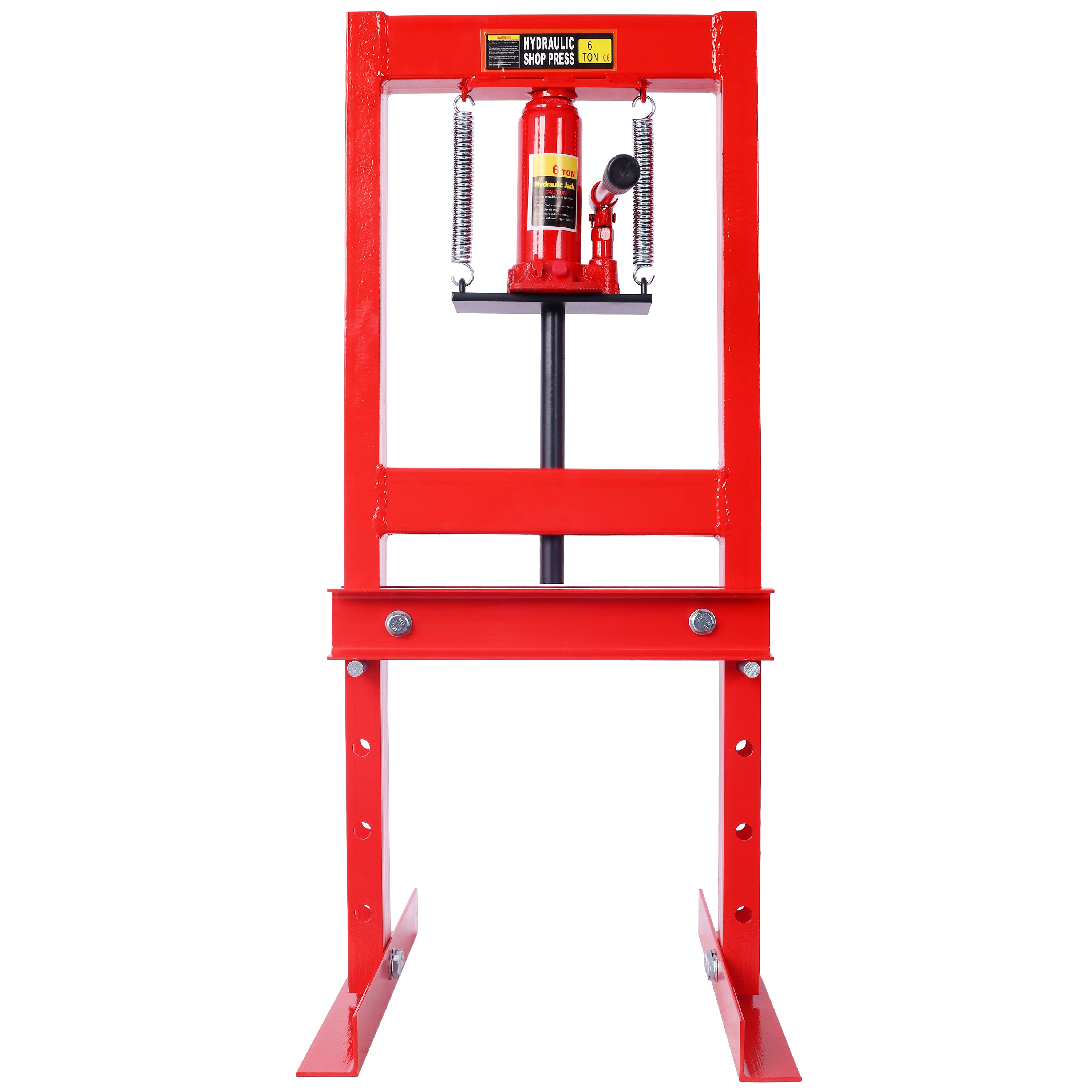 Hydraulic 6 Ton H-Frame Garage Floor Adjustable Shop Press with Plates, 6T, black