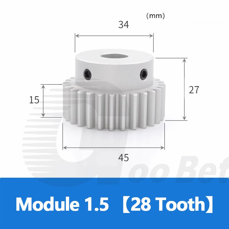 Spur Gear Aluminium Mod 1.5 with Hub 12- 32 Tooth Pinion Motor Gear Bore 6-20mm