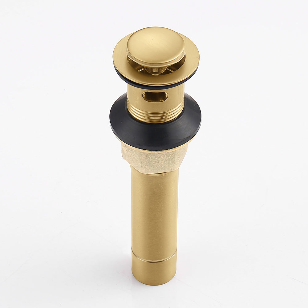 Brushed Gold Pop-Up Sink Drain with Strainer Basket – Anti-Clog, Tool-Free, for Bathroom Vanity