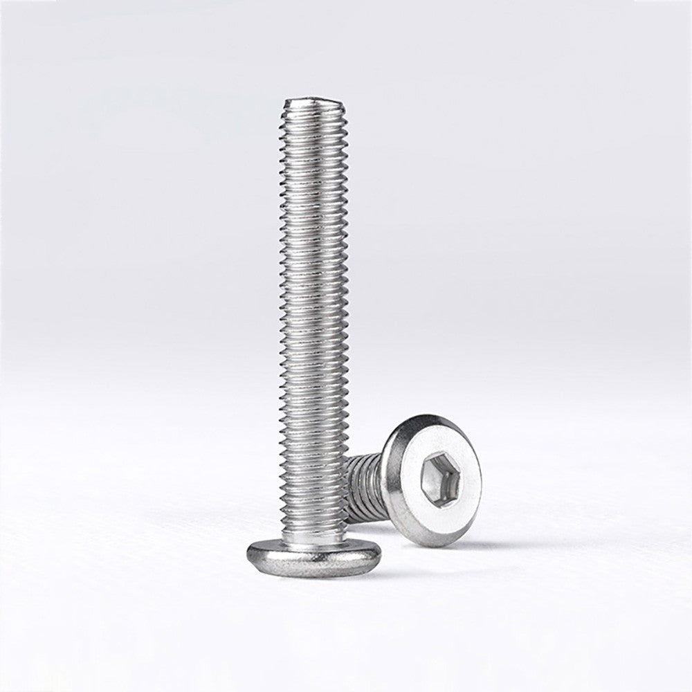 M2 M3 M4 Flat Round Head Hex Socket Screws – A2 Stainless Steel, Fully Threaded (3–50mm)