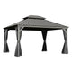 10x13 FT Hardtop Gazebo, Double Roof Galvanized Steel, 40MPH Wind, Curtains & Netting, Gray