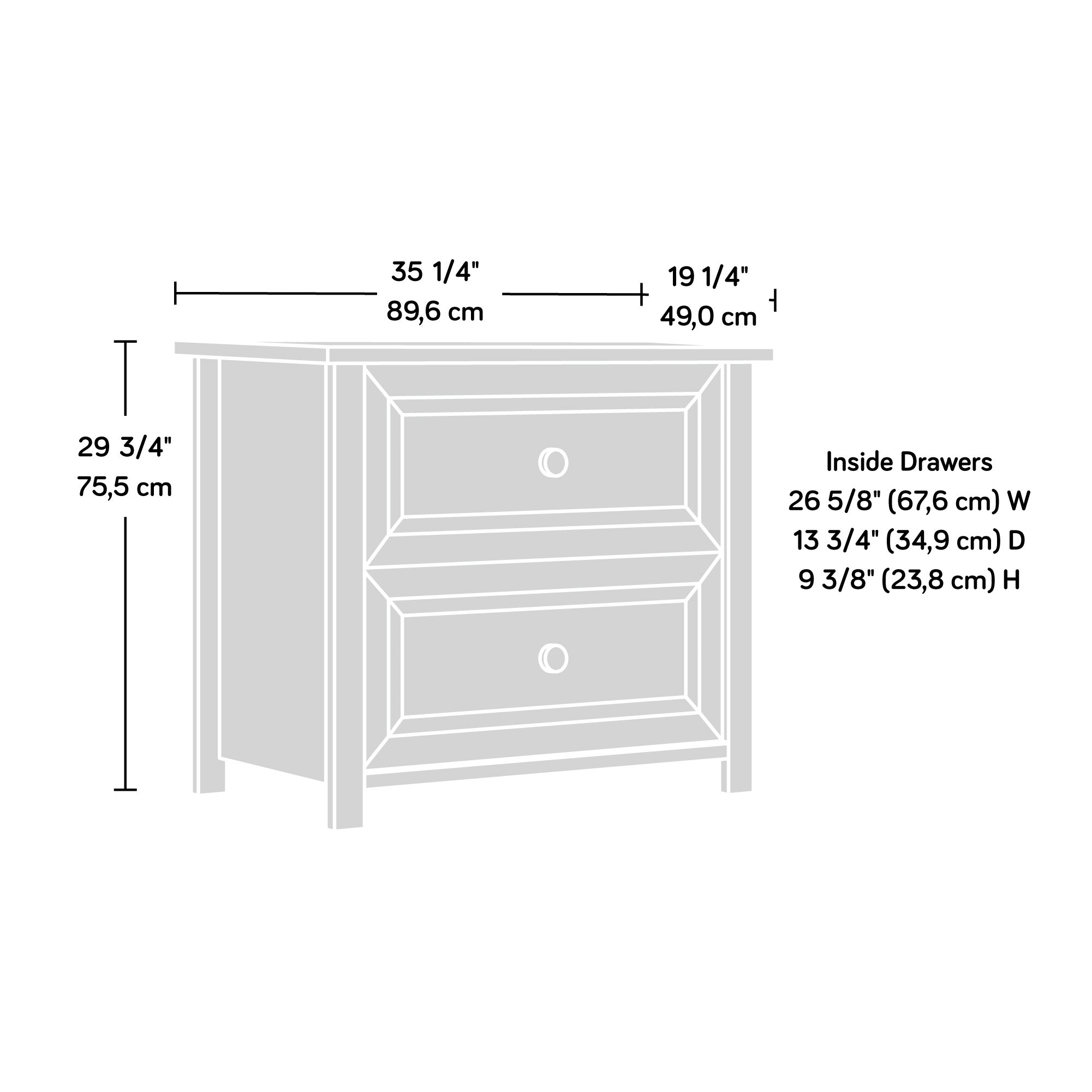 Lateral File with Farmhouse Style, Brown finish