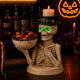 Halloween Skeleton Figurine with LED Eyes, Bowl & Candle Holder