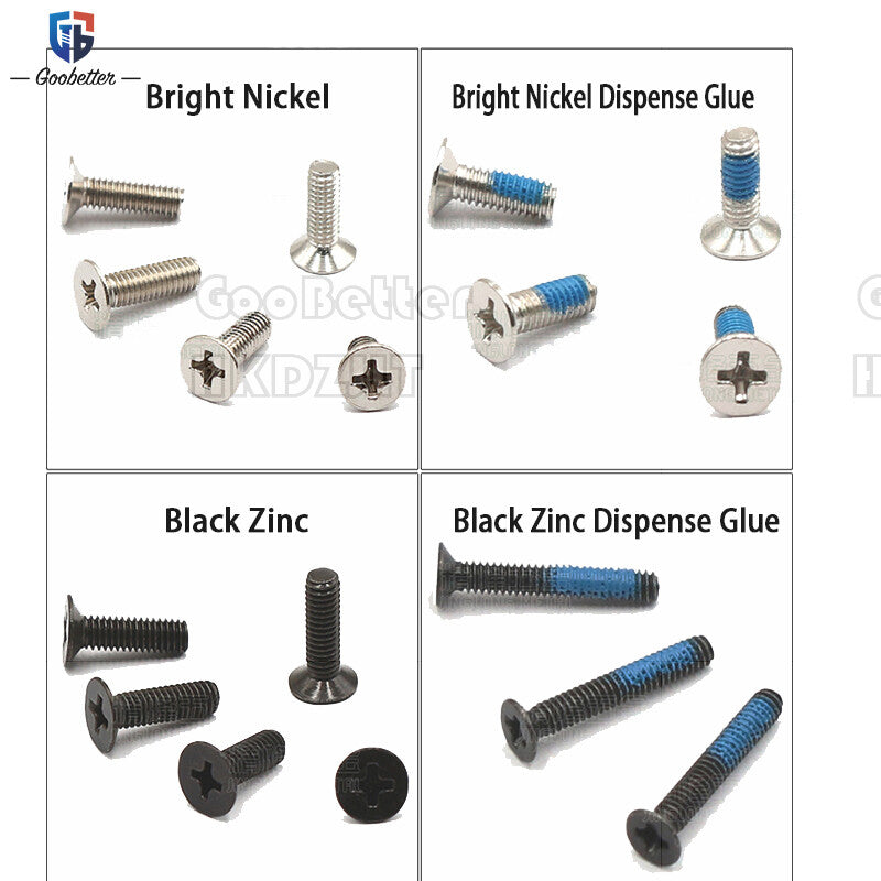 M2 & M3 Countersunk Pozidriv Machine Screws – Carbon Steel, Nickel or Black Zinc (3–22mm Overall Length)
