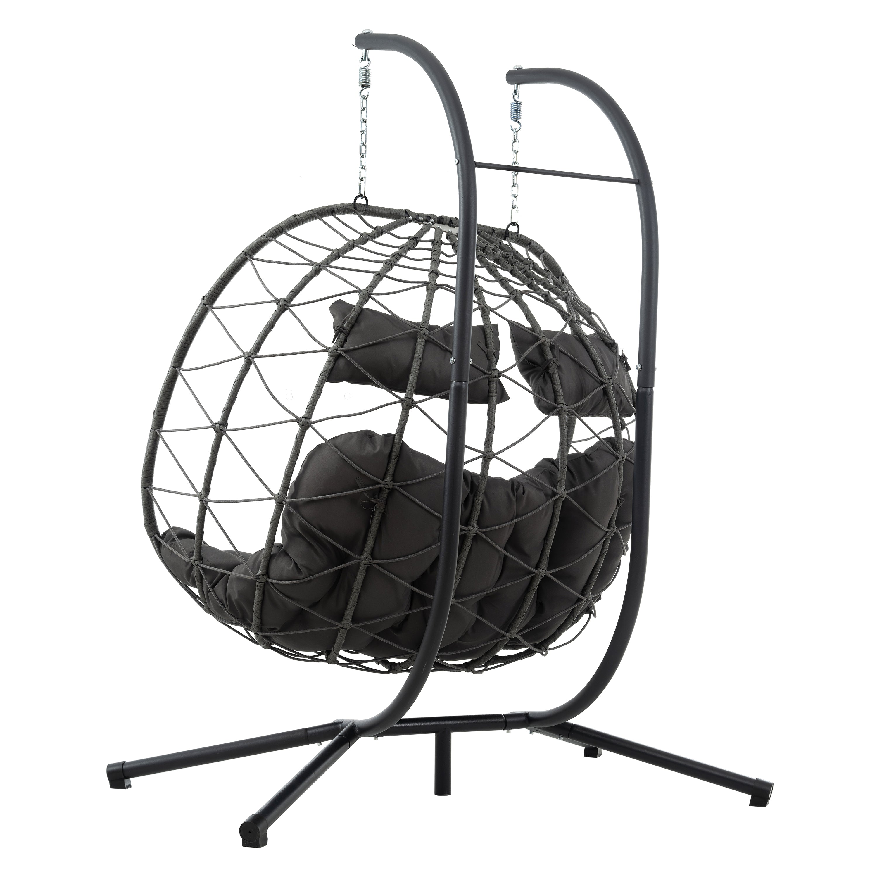2-Person Egg Chair with Stand – Wicker Hanging Swing Chair for Patio, Garden & Balcony