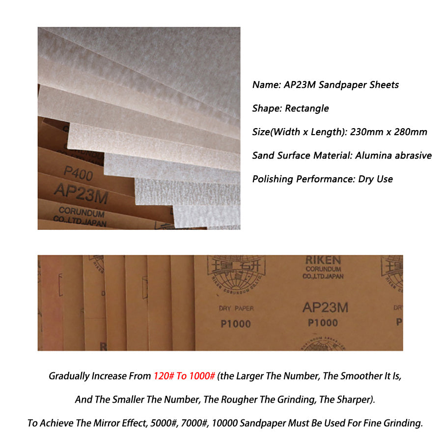 230x280mm AP23M Dry Use Abrasive Sandpaper Grit 120# - 1000# Sand Paper Sheets