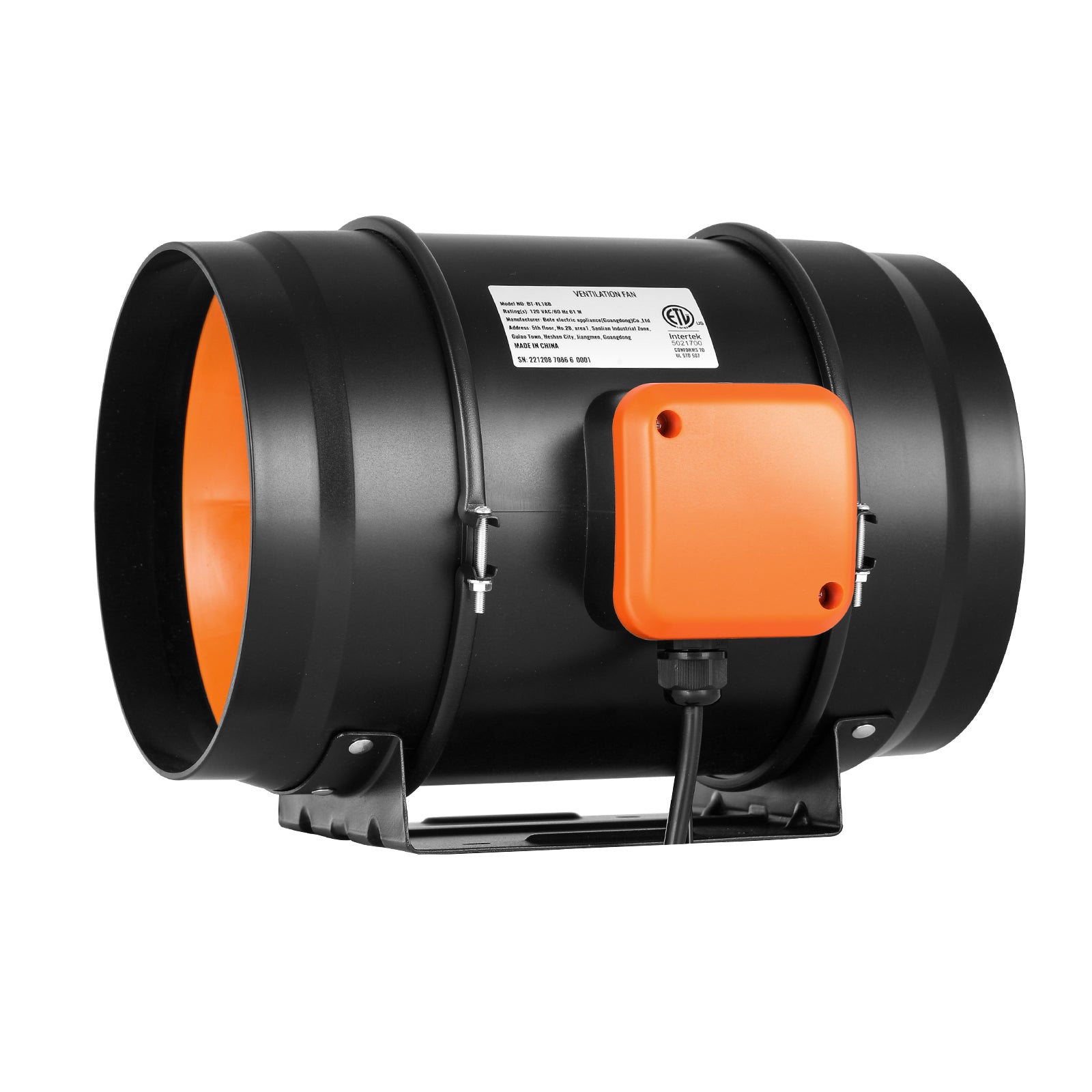 8 Inch Inline Duct Fan HVAC Exhaust Blower Kit AC Variable Speed Control