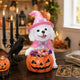 Halloween Puppy Figurine with Pumpkin Candy Bowl, 12.6-Inch Resin