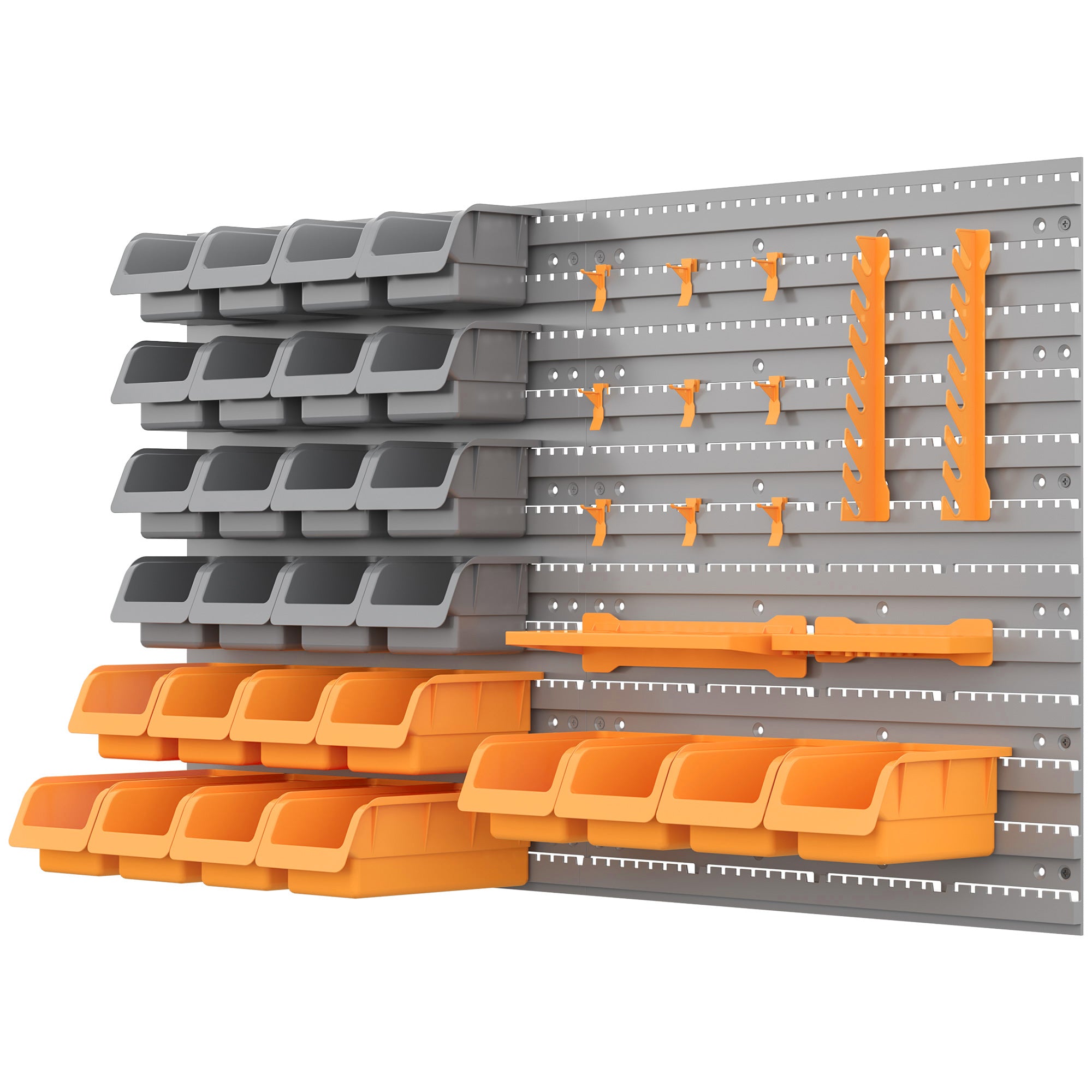 44-Piece Wall Mounted Pegboard Tool Organizer Kit with Storage Bins & Hooks, 66 lb Capacity, Orange