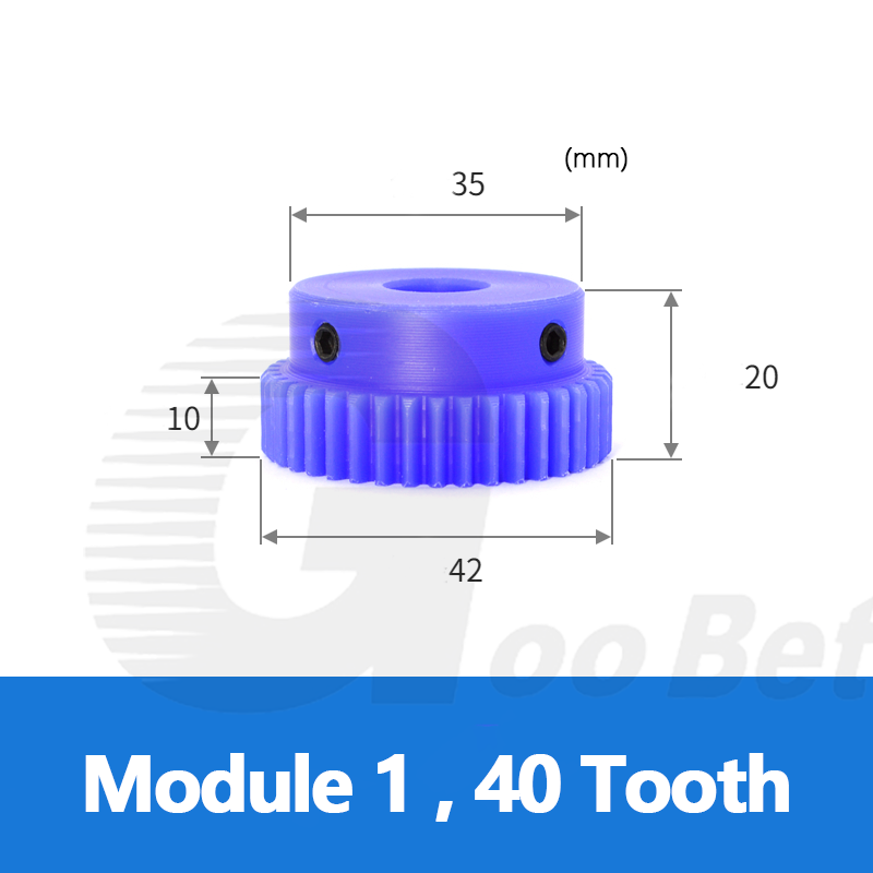 Nylon Mod 1 Spur Gear 15-150 Tooth with Step Pinion Motor Gears Bore 4-16mm Blue