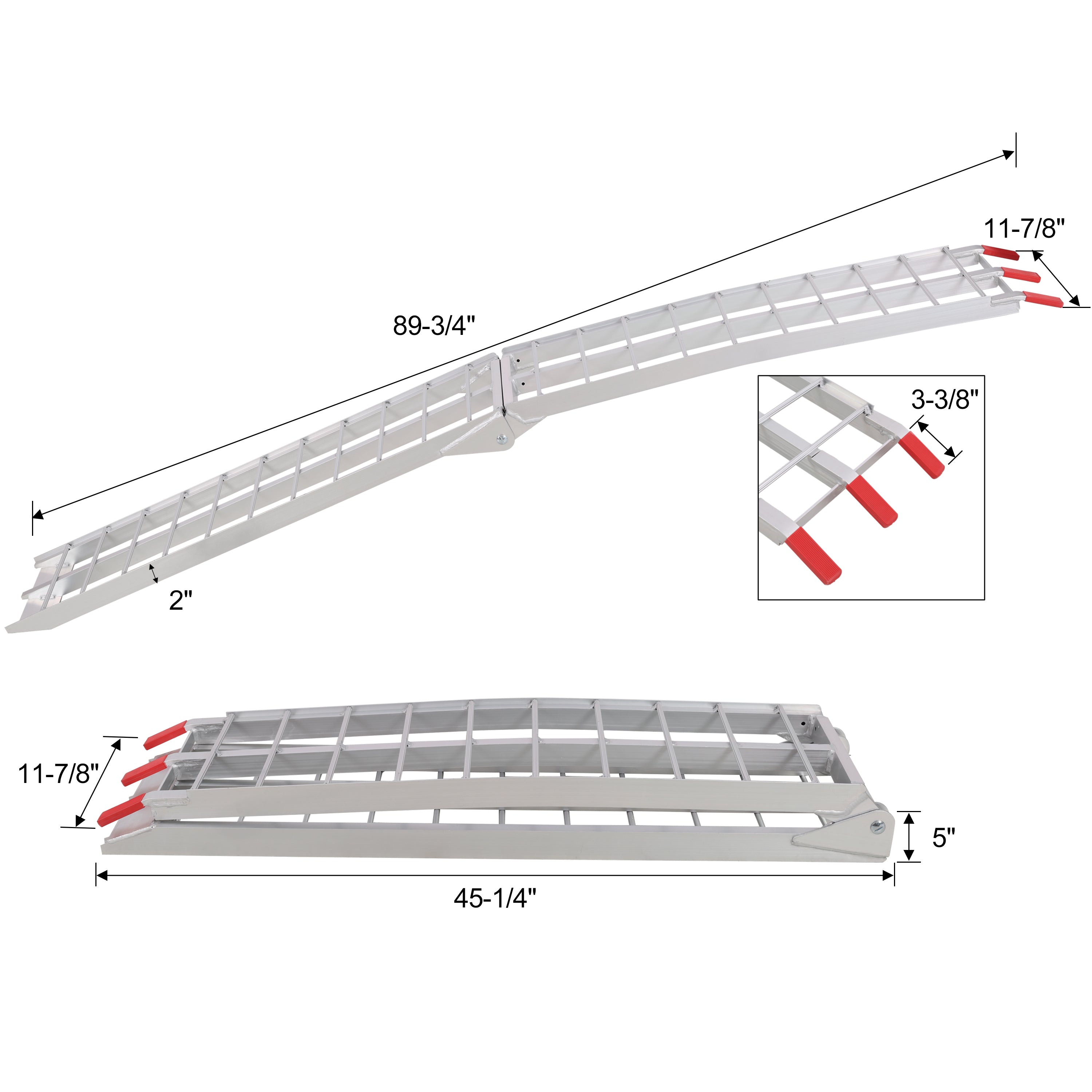 7.5FT Aluminum Loading Ramps, 1500 Lbs Capacity per pair, With safety straps, Motorcycle Ramp, ATV Truck Ramps, Tailgate Ramps, Four Wheeler Ramps for Trucks, Lawn Mower, UTV, 1 PAIR, SILVER Color