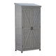 Tall Outdoor Wood Storage Cabinet with Metal Roof – 33.5"L x 18.5"W x 68"H, 280 lbs Capacity, Grey