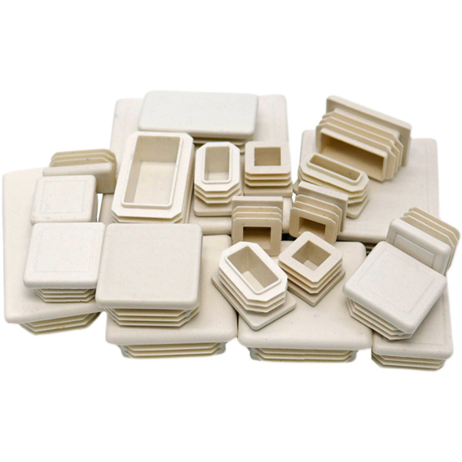 White rectangle plastic blanking end caps, versatile tube pipe inserts for clean, professional results