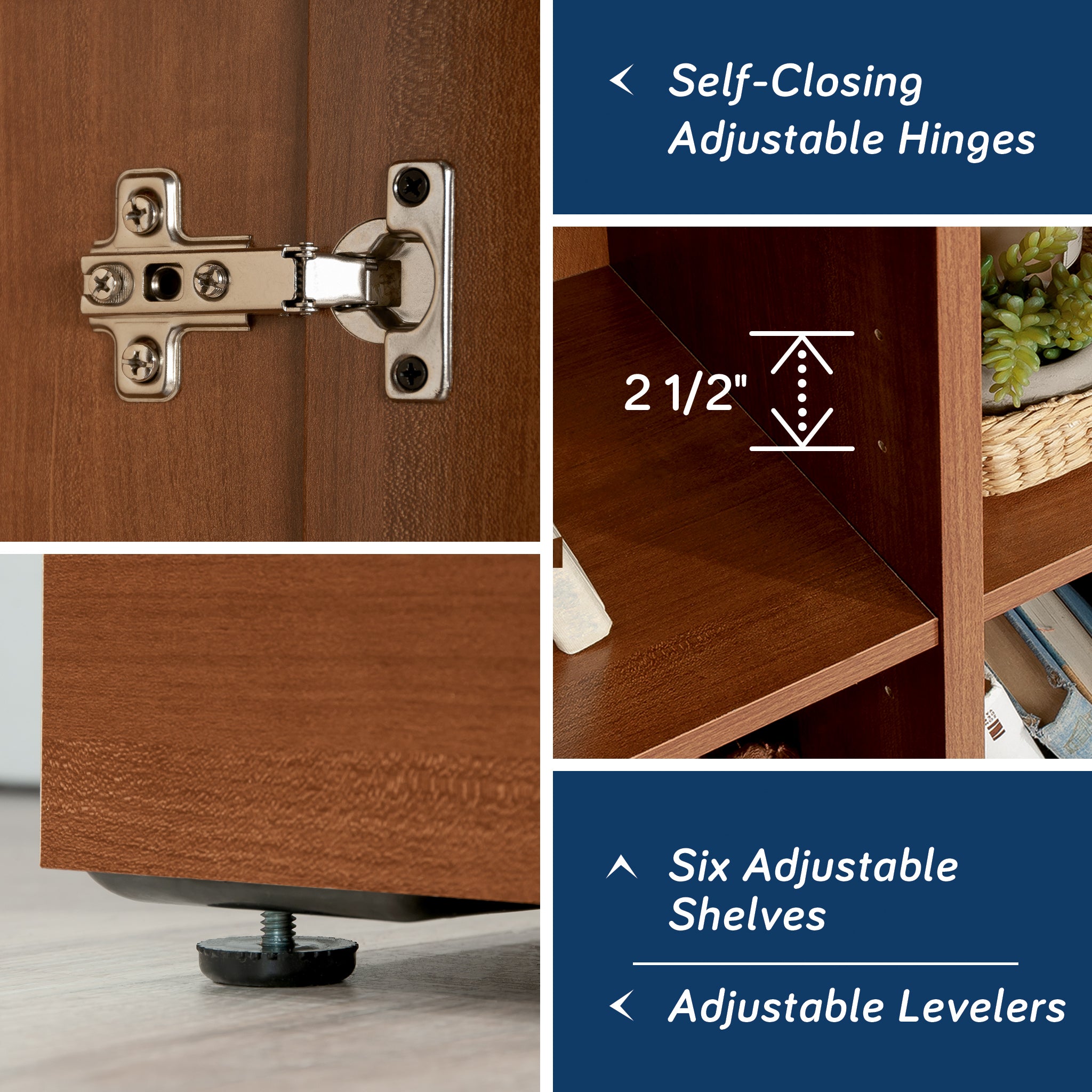 Storage Cabinet with Versatile Storage, Brown finish