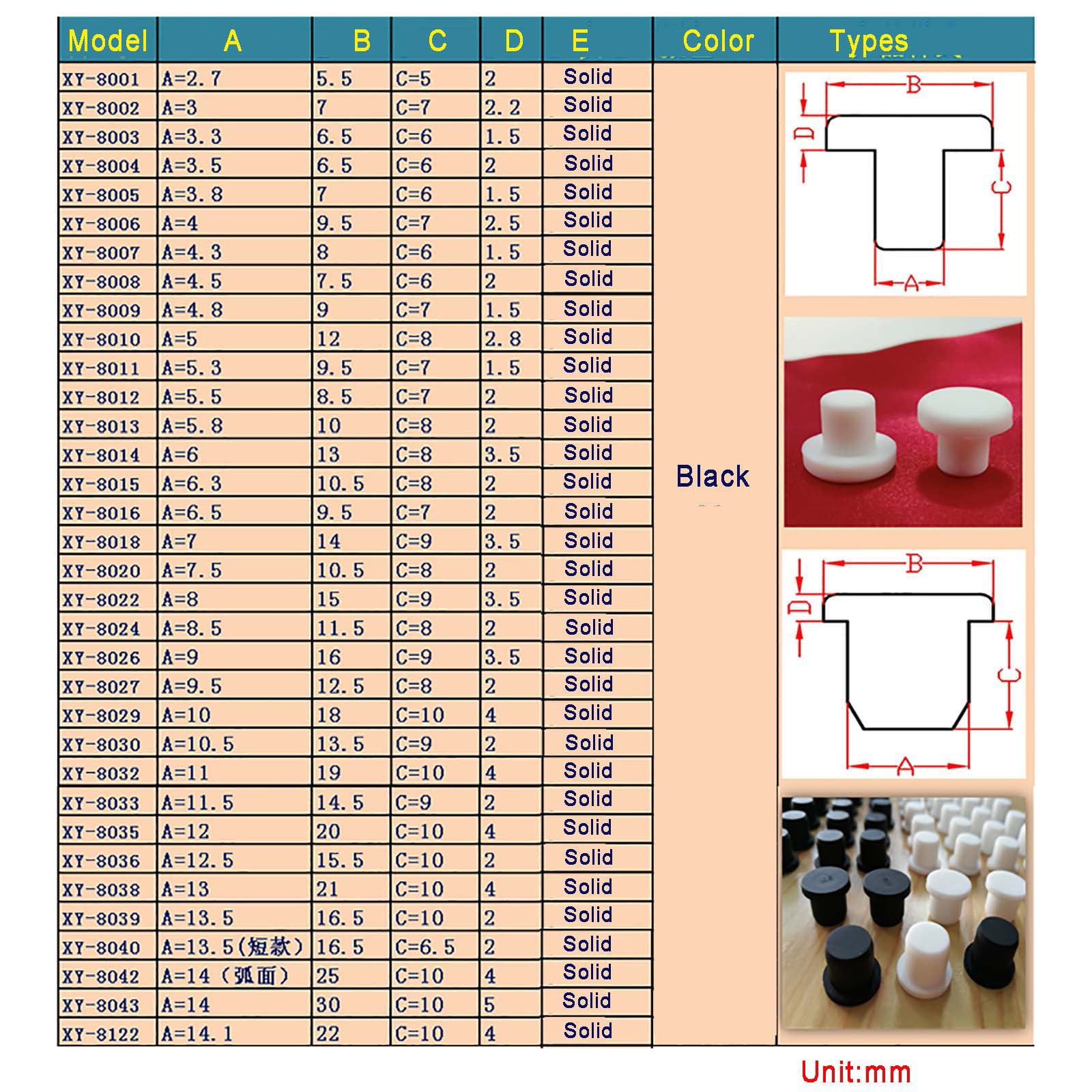 Solid Hole Silicone Plugs Blanking End Cap Tube Inserts Plug Bung Black 5 ~ 15mm