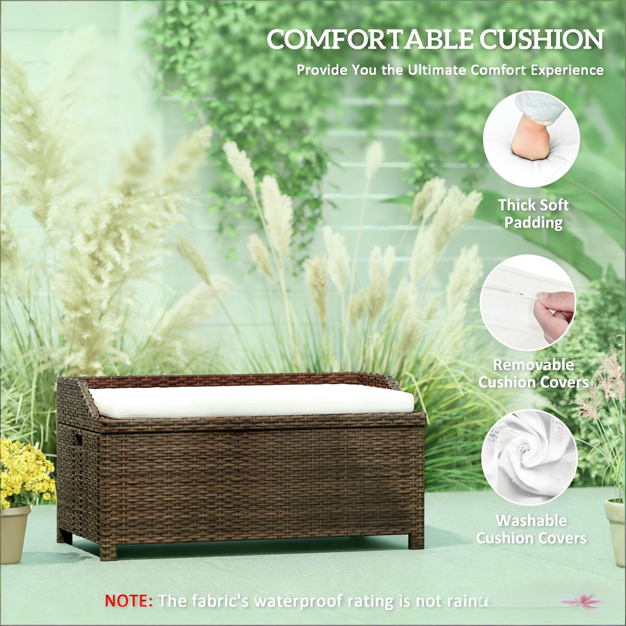 Storage Box,Outdoor Wicker Storage Bench