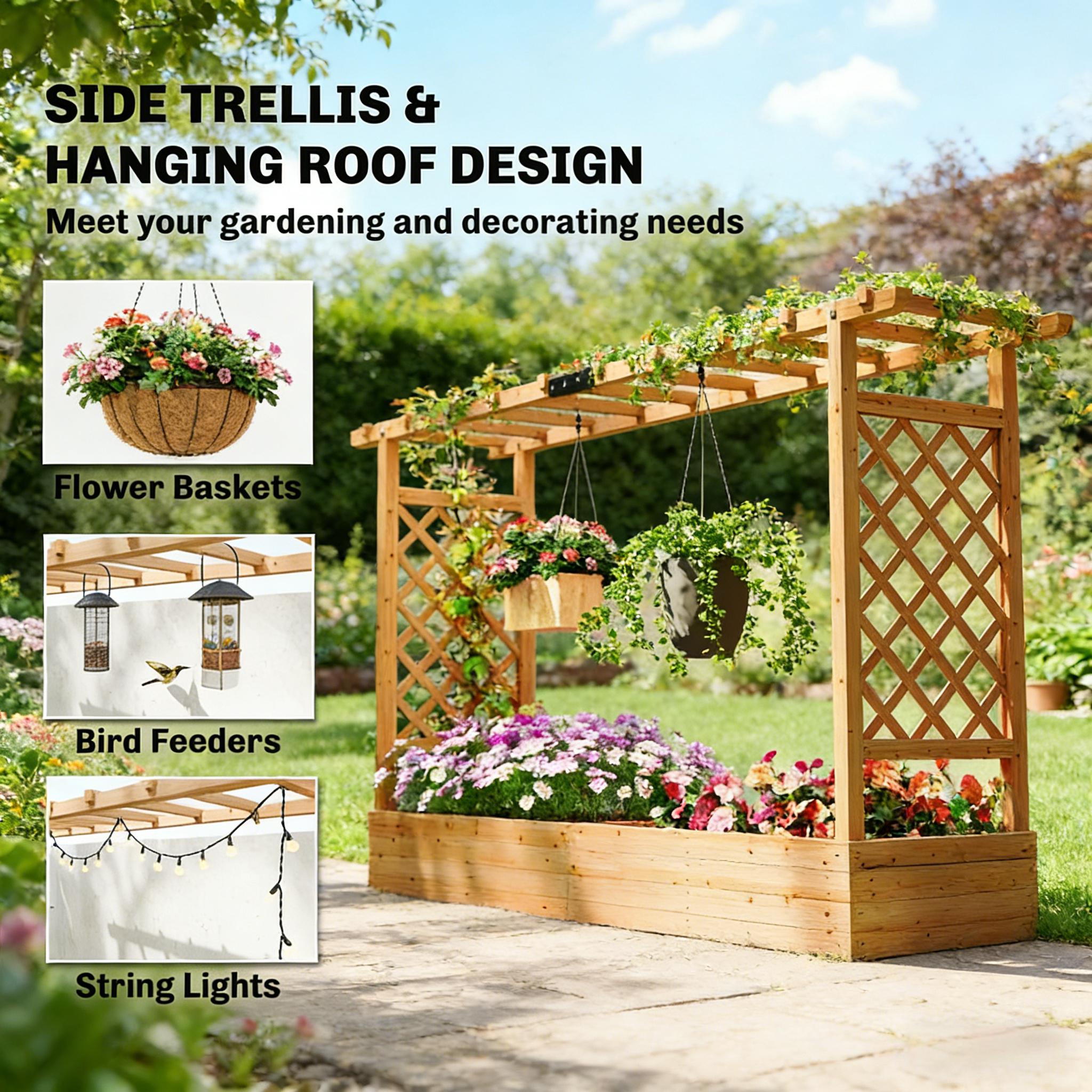 Wooden Planter Box,Trellis Planter,Raised Garden Bed