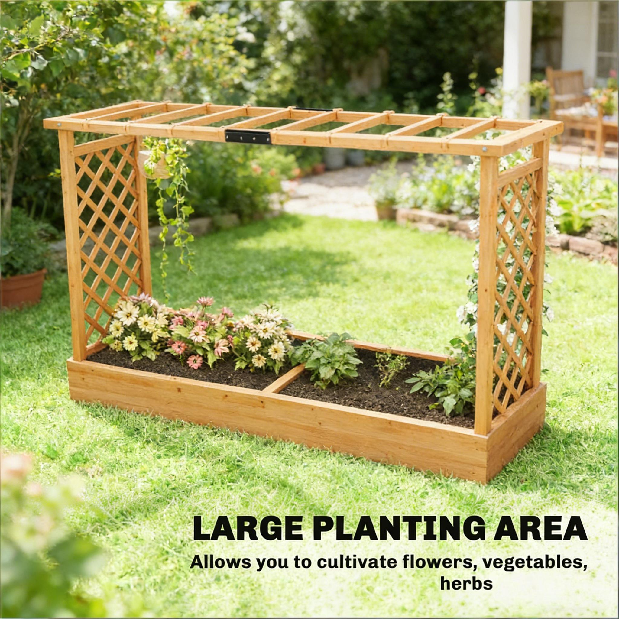 Wooden Planter Box,Trellis Planter,Raised Garden Bed