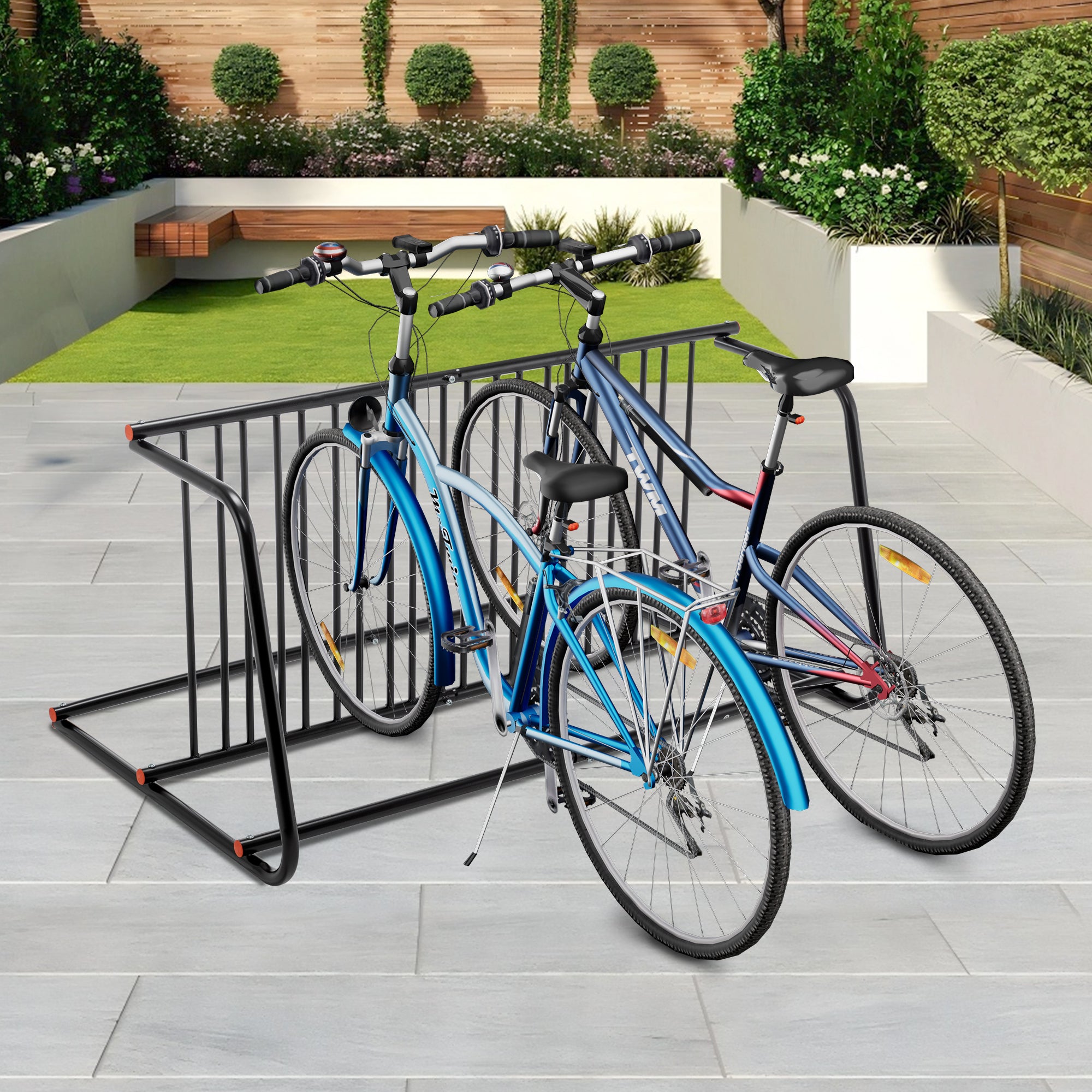 10-Bike Floor Bike Rack – Heavy-Duty Freestanding Metal Bicycle Storage for Garage, Storefront & School