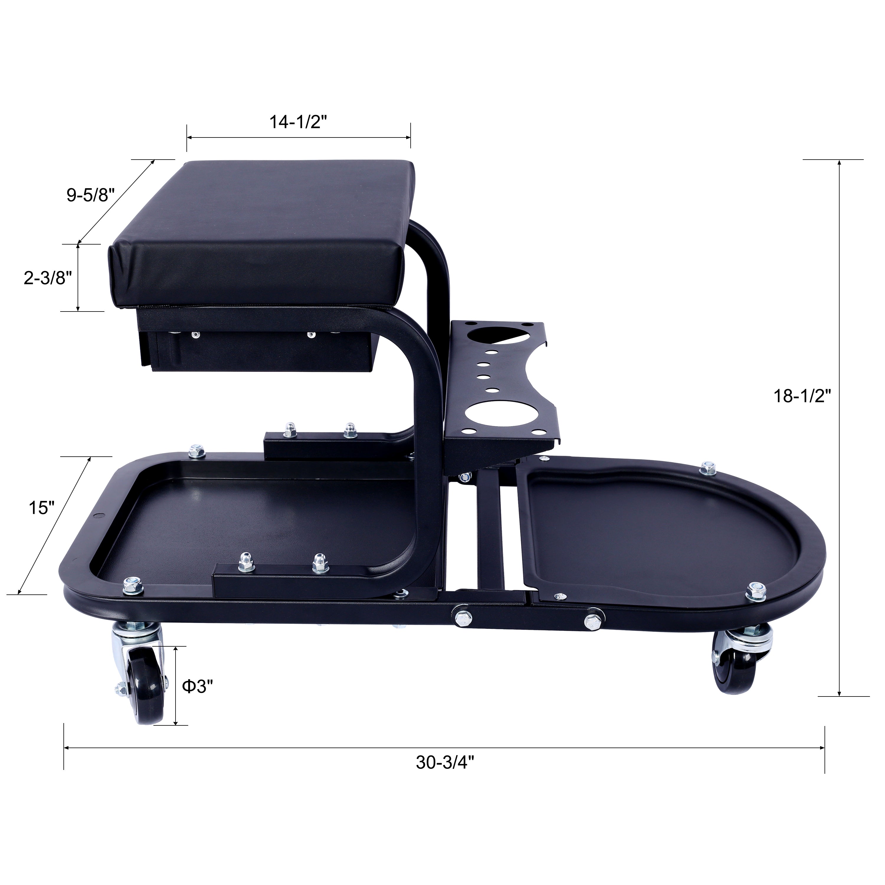 Ultimate Rolling Detailing & Utility Cart, for Cars, Trucks, SUVs, RVs, Home, Garden, Garage & More, Black