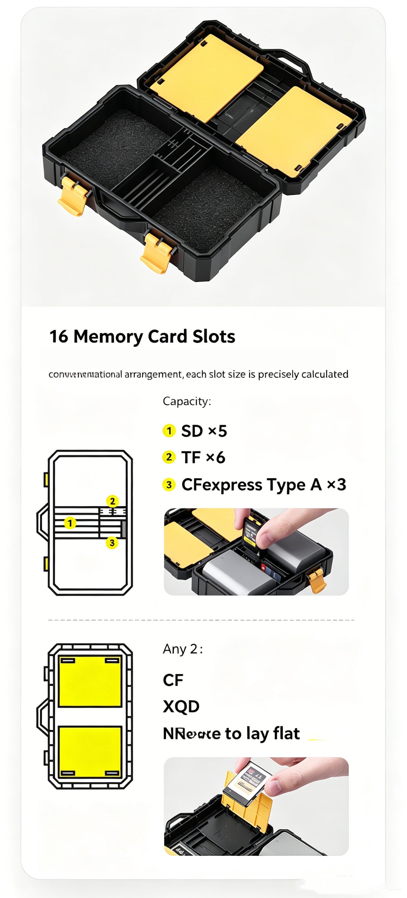 Camera Battery and Memory Card Storage Case, Waterproof Protective Box for LP-E6 FZ100 SD CF Cards, SCB08S
