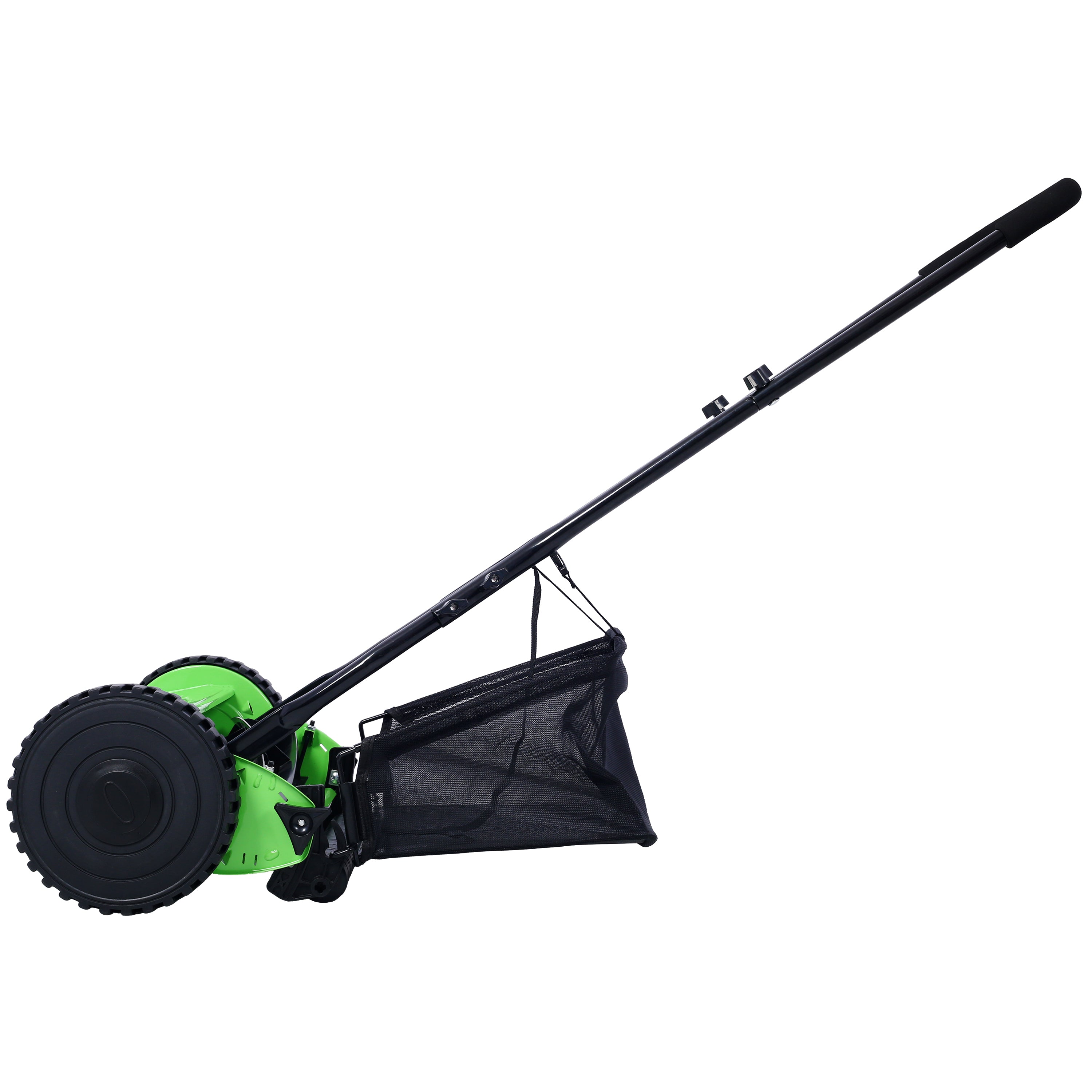 16-Inch 5-Blade Push Reel Lawn Mower with Grass Catcher, GREEN COLOR