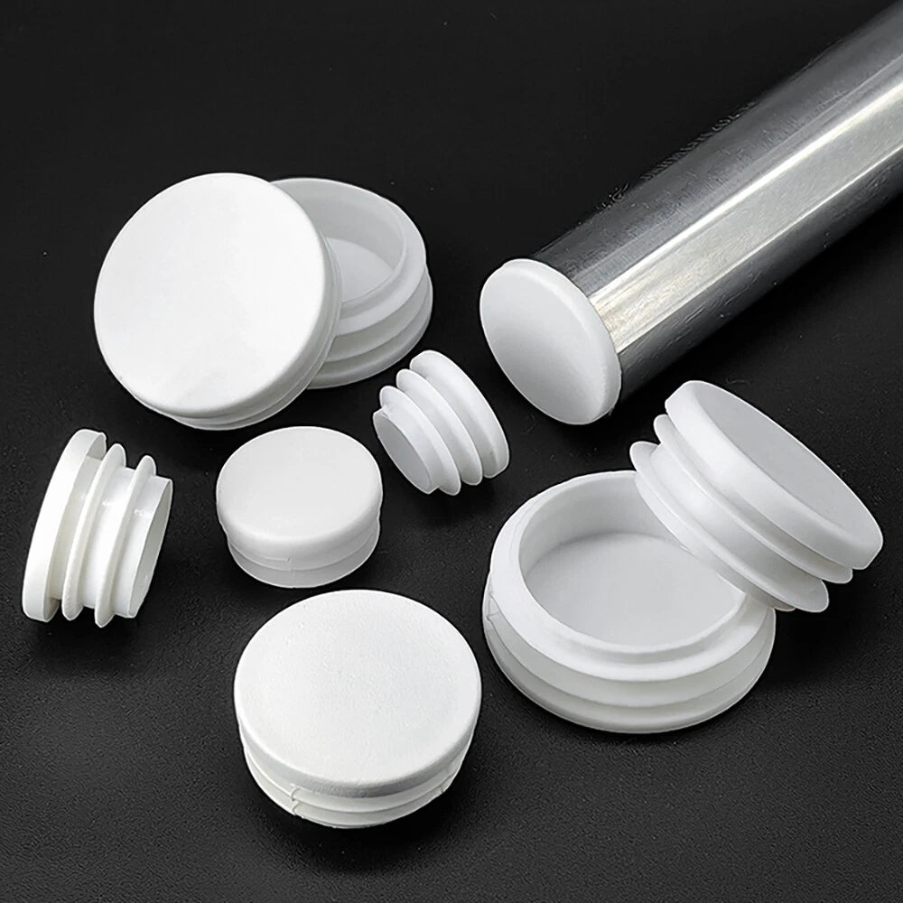 Round Plastic Blanking End Caps Pipe Tube Inserts Plugs Bungs White 16mm - 100mm - HomeDIYer