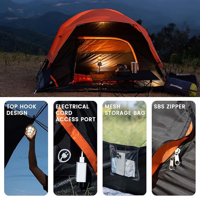 Camping Tent 2/3/4 Person, Waterproof Windproof Double Layer with Rainfly, Easy Setup for Backpacking, Hiking, Mountaineering, Outdoor - HomeDIYer