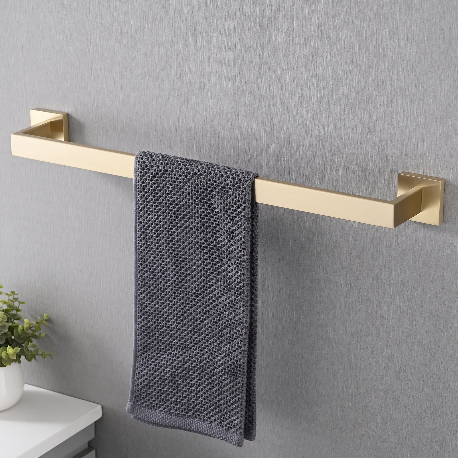 Brushed Gold 5-Piece SUS304 Bathroom Hardware Set – Towel Bar, Ring, Hooks & TP Holder, Modern Rustproof