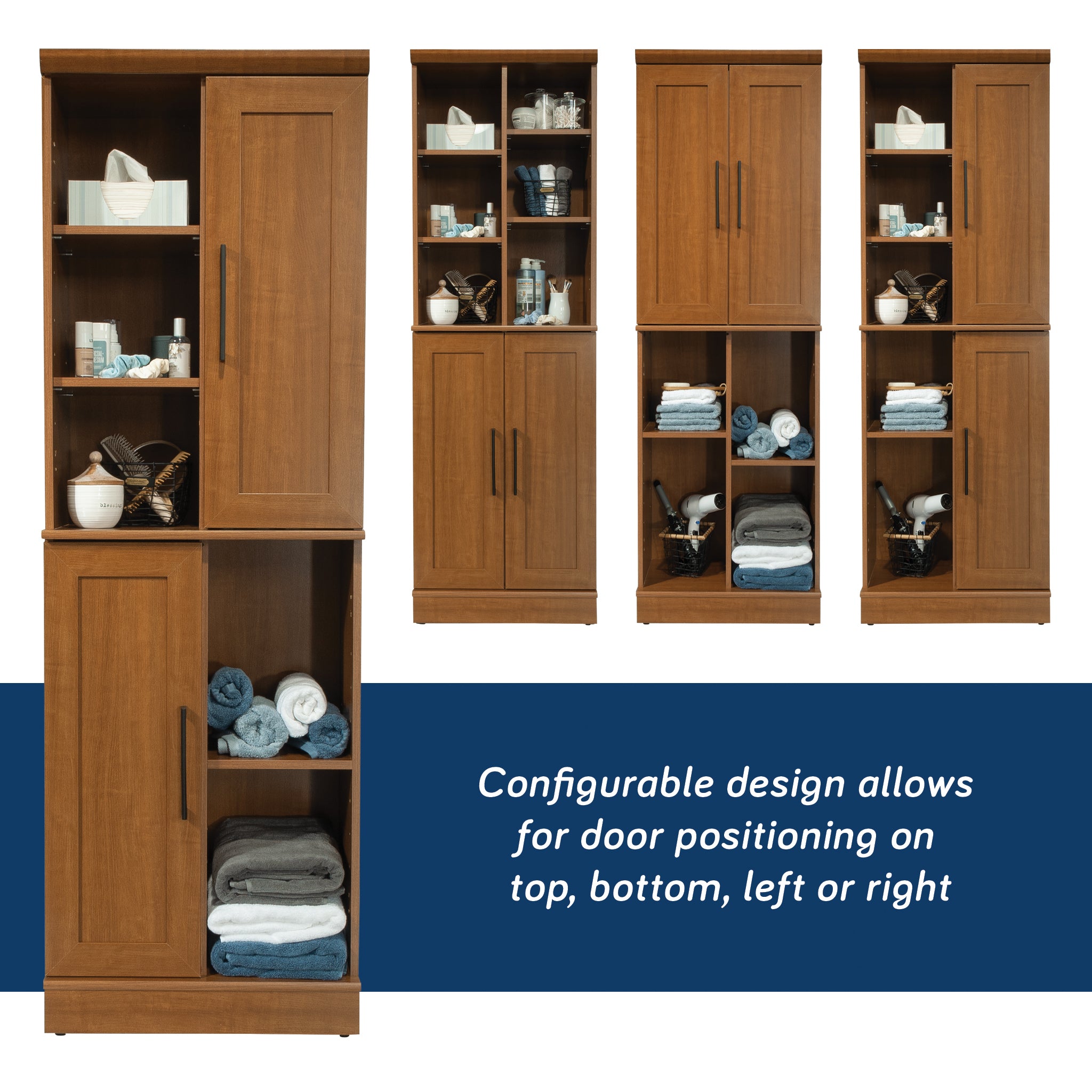 Storage Cabinet with Versatile Storage, Brown finish