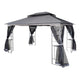 13x10 Ft Patio Gazebo with Double Roof, Mosquito Net & Decorative Legs, Gray