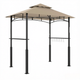 BBQ Grill Gazebo with Double-Tier Canopy, Side Shelves, 8 Hooks & LED Light, Fits Grills up to 59 in Wide, Khaki