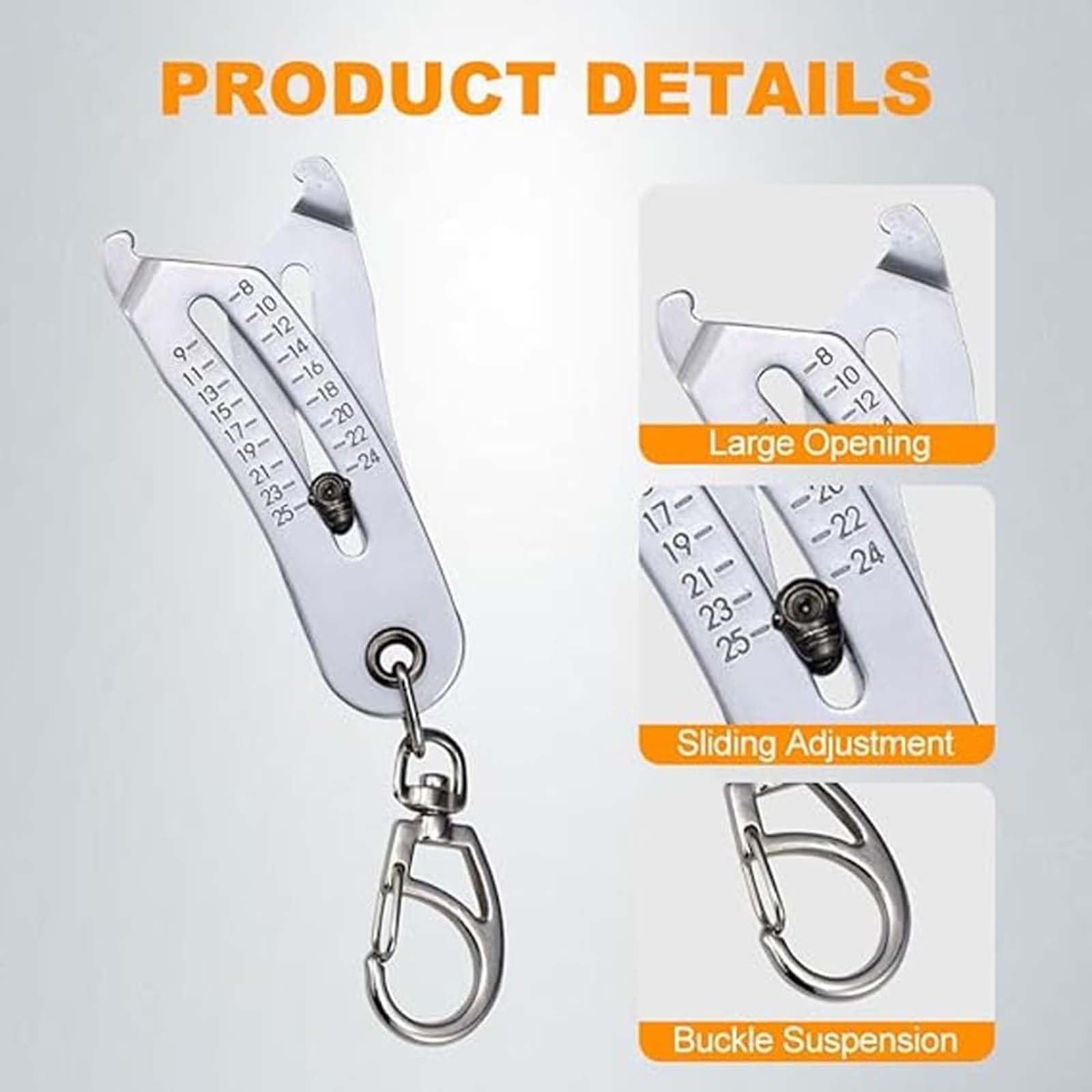 Precision thread bolt size finder checker Keychain, for quick and easy manual measurement - HomeDIYer
