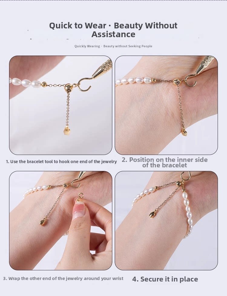 Bracelet Wearing Aid Clip – One-Hand Bracelet Fastener Helper Tool in Gold, Silver & Rose Gold
