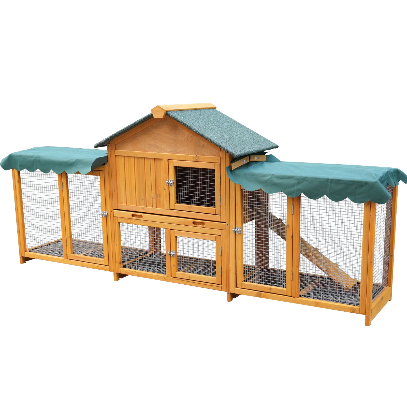 82-Inch Extra Large Outdoor Rabbit Hutch with Waterproof Roof & Pull-Out Tray